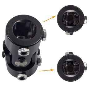 1" DD x 1" DD Steering Universal U-Joint Black Single U Joint Coupler Shaft