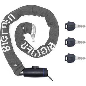 Bike Chain Lock, BIGLUFU 3 Feet Heavy Duty Bicycle Chain Lock, 9mm Thicker Anti-Theft Security Lock with 3 Keys for Bike, Motorcycle, Door, Gate, Fence, Scooter