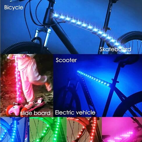 ضوء إطار الدراجة، 9 ألوان في 1 ضوء عجلة الدراجة للأطفال - ملحقات الدراجة LED فائقة السطوع ومقاومة للماء أثناء الركوب الليلي مع بطاريات للبالغين والأطفال in Kuwait