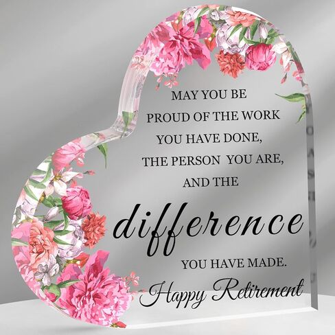 Acrylic Heart Retirement Gifts for Women 2024 Keepsake and Paperweight Retirement Plaque Inspirational Gifts for Retired Table Decoration for Coworker Teachers Nurses Graduation(4 x 4 x 0.4 Inch) in Saudi Arabia