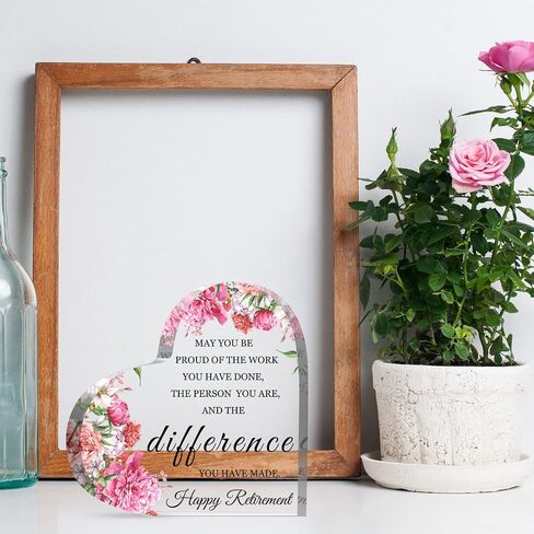 Acrylic Heart Retirement Gifts for Women 2024 Keepsake and Paperweight Retirement Plaque Inspirational Gifts for Retired Table Decoration for Coworker Teachers Nurses Graduation(4 x 4 x 0.4 Inch) in Saudi Arabia