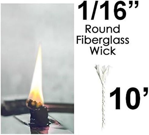 1/16" x 10' Feet Round Fiberglass Wicks Long Life Replacement Torch Wicks Kerosene Oil Lamp Lanterns Wine Bottle Candle (116) (1) 010 in Kuwait