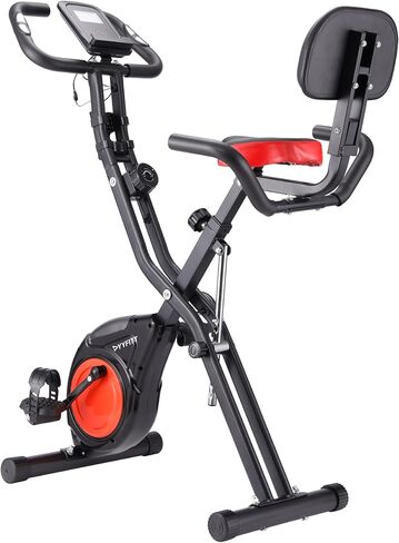 YYFITT 3-In-1 Exercise Bikes for Home | Folding Stationary Bike with Arm Workout Bands - 16 Levels Magnetic Resistance - Indoor Excersize Bike with Thick and Comfortable Seat, Hand Pulse and Phone/Tablet Holder in Saudi Arabia