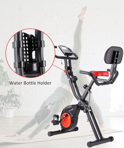 YYFITT 3-In-1 Exercise Bikes for Home | Folding Stationary Bike with Arm Workout Bands - 16 Levels Magnetic Resistance - Indoor Excersize Bike with Thick and Comfortable Seat, Hand Pulse and Phone/Tablet Holder in Saudi Arabia