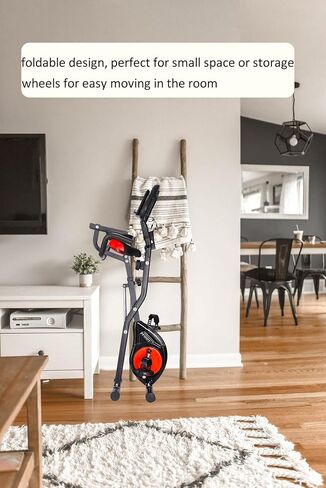 YYFITT 3-In-1 Exercise Bikes for Home | Folding Stationary Bike with Arm Workout Bands - 16 Levels Magnetic Resistance - Indoor Excersize Bike with Thick and Comfortable Seat, Hand Pulse and Phone/Tablet Holder in Saudi Arabia