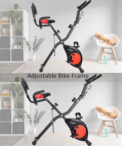 YYFITT 3-In-1 Exercise Bikes for Home | Folding Stationary Bike with Arm Workout Bands - 16 Levels Magnetic Resistance - Indoor Excersize Bike with Thick and Comfortable Seat, Hand Pulse and Phone/Tablet Holder in Saudi Arabia