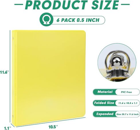 3 Ring Binder 0.5 Inch, PANDRI 6 Pack 1/2-Inch Binder Fits Letter Size 8.5'' x 11'' Paper, Versatile Binders for Office Home School, 2 Pockets, Assorted 6 Color in Saudi Arabia