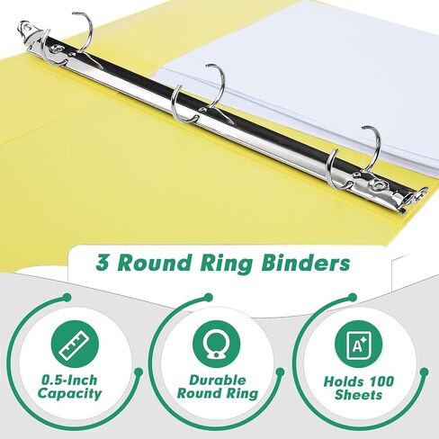 3 Ring Binder 0.5 Inch, PANDRI 6 Pack 1/2-Inch Binder Fits Letter Size 8.5'' x 11'' Paper, Versatile Binders for Office Home School, 2 Pockets, Assorted 6 Color in Saudi Arabia