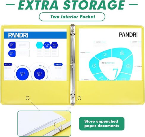 3 Ring Binder 0.5 Inch, PANDRI 6 Pack 1/2-Inch Binder Fits Letter Size 8.5'' x 11'' Paper, Versatile Binders for Office Home School, 2 Pockets, Assorted 6 Color in Saudi Arabia