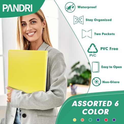 3 Ring Binder 0.5 Inch, PANDRI 6 Pack 1/2-Inch Binder Fits Letter Size 8.5'' x 11'' Paper, Versatile Binders for Office Home School, 2 Pockets, Assorted 6 Color in Saudi Arabia
