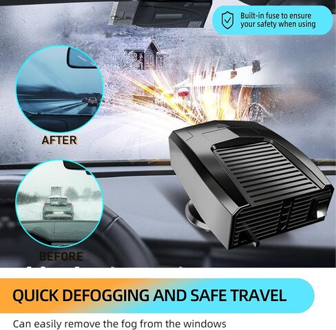 【New 2023】Portable Car Heater,2 in 1 Auto Car Heater, Fast Heating Windshield Defrost Defogger Cooling Car 12V Lighter Heater with Heating & Cooling Window Defroster for Car in Saudi Arabia