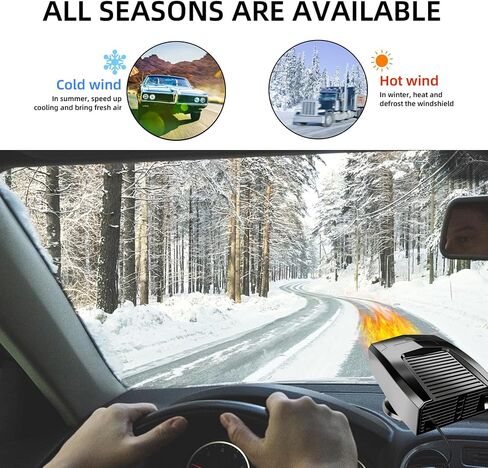 【New 2023】Portable Car Heater,2 in 1 Auto Car Heater, Fast Heating Windshield Defrost Defogger Cooling Car 12V Lighter Heater with Heating & Cooling Window Defroster for Car in Saudi Arabia