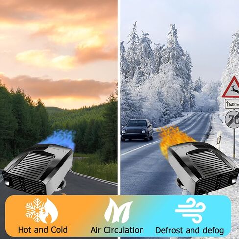 【New 2023】Portable Car Heater,2 in 1 Auto Car Heater, Fast Heating Windshield Defrost Defogger Cooling Car 12V Lighter Heater with Heating & Cooling Window Defroster for Car in Saudi Arabia