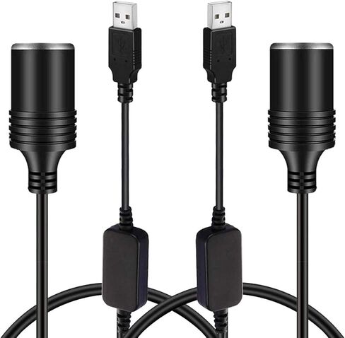 USB إلى مقبس ولاعة السجائر، USB A ذكر إلى 12 فولت مقبس ولاعة السجائر في السيارة أنثى كابل محول الطاقة 3.94FT (2 حزمة) in Kuwait