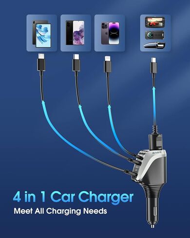 Dual Cigarette Lighter Splitter w LED Voltmeter, BUVAYE USB C Car Charger, 2-Socket Cigarette Lighter Adapter, 12V/24V QC3.0 PD30W, Fast Charging 5 Devices Simultaneously for Dash Cam GPS Pad Phone in Saudi Arabia