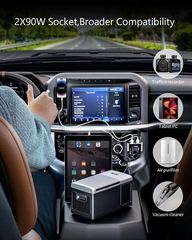 Dual Cigarette Lighter Splitter w LED Voltmeter, BUVAYE USB C Car Charger, 2-Socket Cigarette Lighter Adapter, 12V/24V QC3.0 PD30W, Fast Charging 5 Devices Simultaneously for Dash Cam GPS Pad Phone in Saudi Arabia