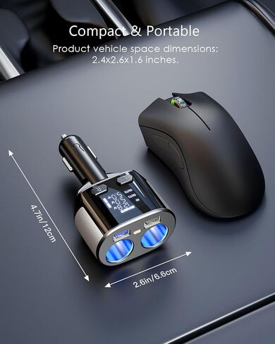 Dual Cigarette Lighter Splitter w LED Voltmeter, BUVAYE USB C Car Charger, 2-Socket Cigarette Lighter Adapter, 12V/24V QC3.0 PD30W, Fast Charging 5 Devices Simultaneously for Dash Cam GPS Pad Phone in Saudi Arabia