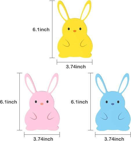 tyl&tys 3 قطع ديكور أرنب عيد الفصح، ديكورات طاولة عيد الفصح، لافتة على شكل أرنب خشبي مع حبل الجوت، صينية متدرجة الربيع، حفلة المزرعة، مكتب مكتب المطعم، ديكور الغرفة المركزية in Kuwait