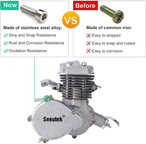 Seeutek PK80 80cc مجموعة محرك الدراجة 2 السكتة الدماغية الغاز بمحركات الدراجة موتور كيت ترقية مع عداد السرعة in Kuwait