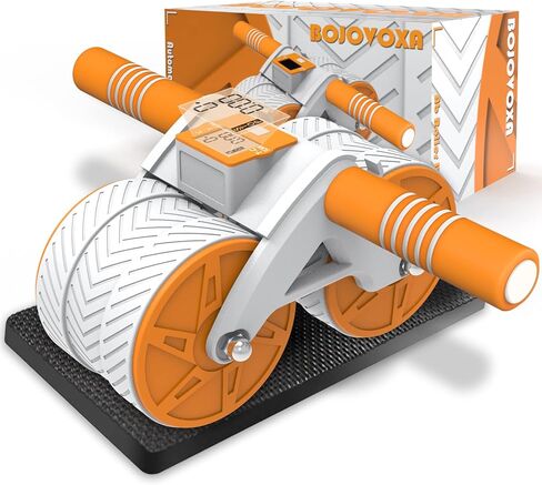 Automatic Rebound Ab Roller Wheel, Double Wheel Abdominal Workout Equipment with LCD Intelligent Display & Knee Pad Mat, Ab Core Strength Trainer for Beginners & Advanced Home Gym Exercise in Saudi Arabia