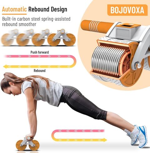Automatic Rebound Ab Roller Wheel, Double Wheel Abdominal Workout Equipment with LCD Intelligent Display & Knee Pad Mat, Ab Core Strength Trainer for Beginners & Advanced Home Gym Exercise in Saudi Arabia