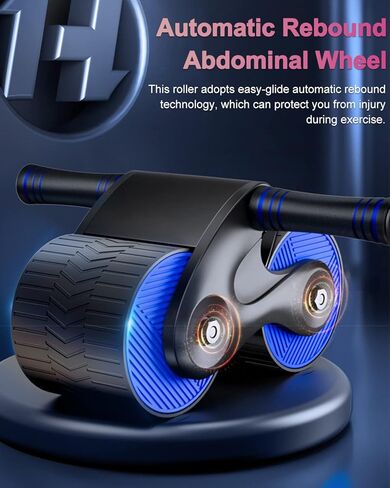 درومكو آب رولر، عجلة البطن الارتدادية التلقائية، جهاز تمرين منزلي لأسطوانة البطن مع وسادة للركبة للمبتدئين في التمارين الأساسية، معدات اللياقة البدنية المنزلية، أزرق in Kuwait