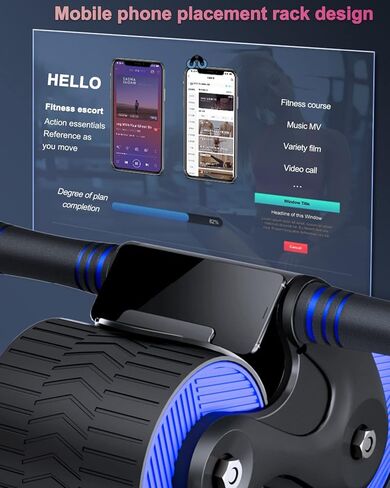 درومكو آب رولر، عجلة البطن الارتدادية التلقائية، جهاز تمرين منزلي لأسطوانة البطن مع وسادة للركبة للمبتدئين في التمارين الأساسية، معدات اللياقة البدنية المنزلية، أزرق in Kuwait