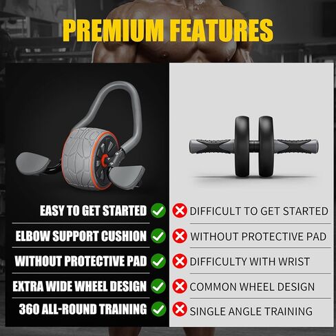 بكرة آب رولر 4D مع دعم للكوع وبساط للركبة، بكرة عجلة آب للتمرين الأساسي، بكرة آب رولر لتمرين عضلات البطن، عجلة دوارة لعضلات البطن، عجلات تمرين البطن لعضلات البطن، عجلة بكرات لوحية للمدرب الأساسي in Saudi Arabia