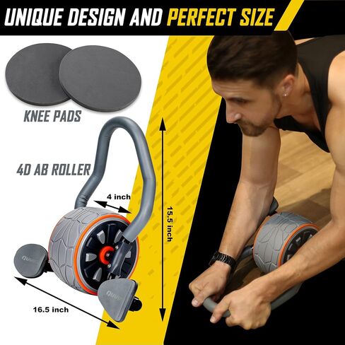 بكرة آب رولر 4D مع دعم للكوع وبساط للركبة، بكرة عجلة آب للتمرين الأساسي، بكرة آب رولر لتمرين عضلات البطن، عجلة دوارة لعضلات البطن، عجلات تمرين البطن لعضلات البطن، عجلة بكرات لوحية للمدرب الأساسي in Saudi Arabia