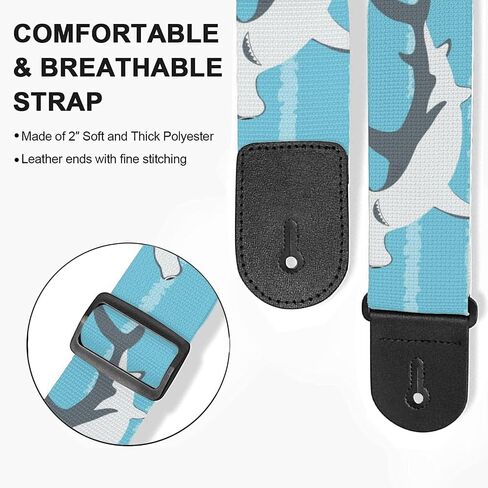 Gryliko Sharks Acoustic Guitar Straps Personalized Electric Bass Guitar straps,Diy Guitar Strap For Guitar Starter in Saudi Arabia