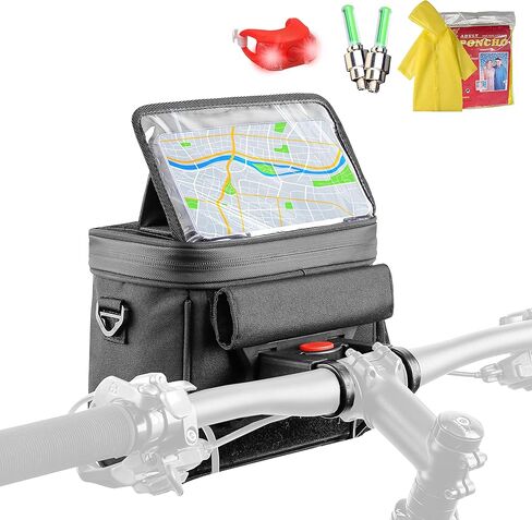 Himiway Bike Handlebar Bag with Foldable TPU Phone Holder 6.0-7.0" Waterproof Bicycle Front Handlebar Bag 4.6L Bike Bag with Bottle Mesh Bag Multifunctional Handlebar Bags with Quick Release Design in Saudi Arabia