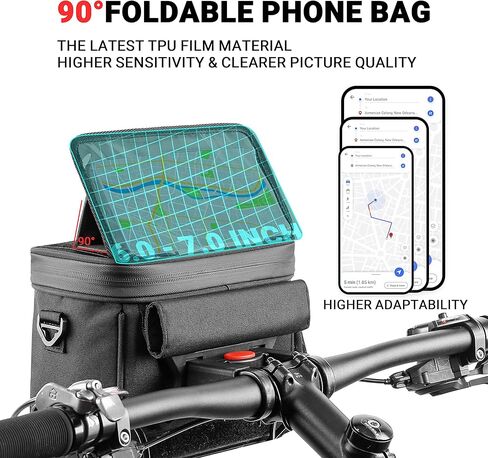 Himiway Bike Handlebar Bag with Foldable TPU Phone Holder 6.0-7.0" Waterproof Bicycle Front Handlebar Bag 4.6L Bike Bag with Bottle Mesh Bag Multifunctional Handlebar Bags with Quick Release Design in Saudi Arabia