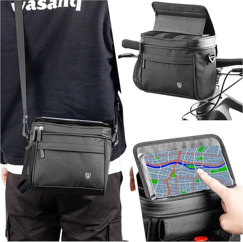 Himiway Bike Handlebar Bag with Foldable TPU Phone Holder 6.0-7.0" Waterproof Bicycle Front Handlebar Bag 4.6L Bike Bag with Bottle Mesh Bag Multifunctional Handlebar Bags with Quick Release Design in Saudi Arabia