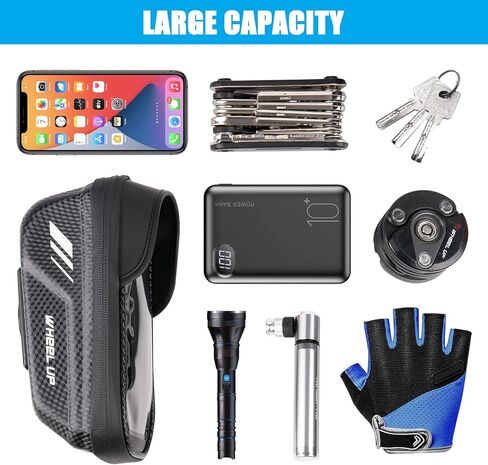 حامل هاتف للدراجة، حقيبة كبيرة للدراجة، حامل للهاتف الخلوي EVA مع شاشة تعمل باللمس من مادة TPU وواقي من الشمس وغطاء للمطر متوافق مع الهاتف المحمول أقل من 7.0 بوصة in Kuwait