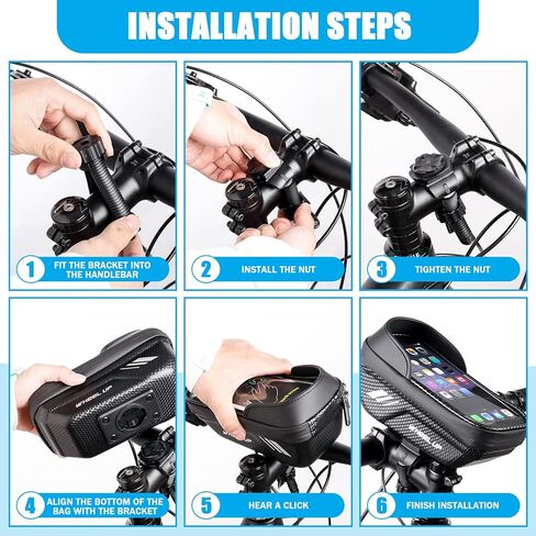 حامل هاتف للدراجة، حقيبة كبيرة للدراجة، حامل للهاتف الخلوي EVA مع شاشة تعمل باللمس من مادة TPU وواقي من الشمس وغطاء للمطر متوافق مع الهاتف المحمول أقل من 7.0 بوصة in Kuwait