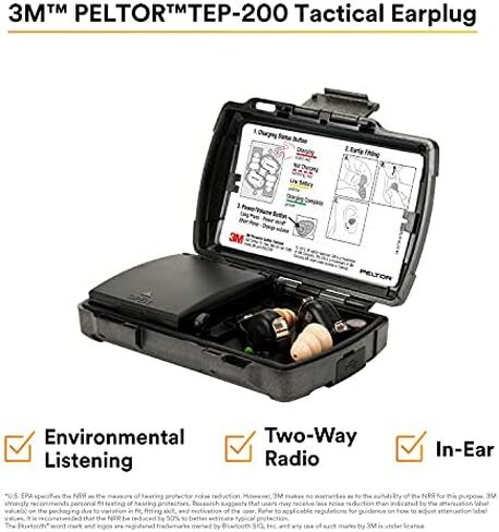 مجموعة سدادات الأذن التكتيكية TEP-200 من 3M، NRR 23 ديسيبل، قابلة لإعادة الشحن، تقليل الضوضاء، الإنشاء، تطبيق القانون in Kuwait