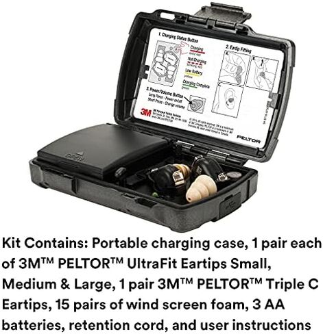 مجموعة سدادات الأذن التكتيكية TEP-200 من 3M، NRR 23 ديسيبل، قابلة لإعادة الشحن، تقليل الضوضاء، الإنشاء، تطبيق القانون in Kuwait
