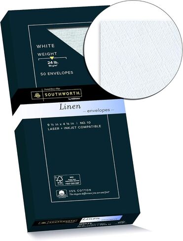 ورق أعمال من القطن والكتان 25% من ساوثوورث 554C، أبيض، 24 رطلاً. 8-1/2x11500/صندوق FSC in Kuwait