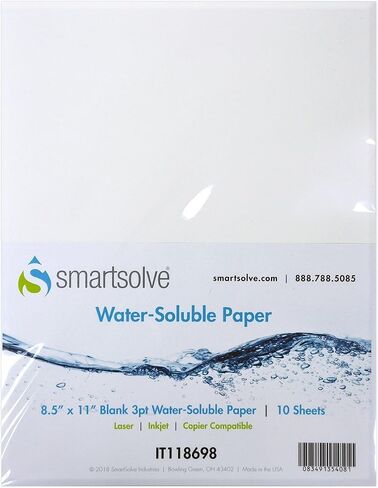 3 pt. Water-Soluble Paper | Dissolves Quickly in Water | Biodegradable | Eco-Friendly | Printer Compatible | Crafts, Drawing, Notes | Letter Size, 8.5" x 11" | Pack of 10 White Sheets in Saudi Arabia