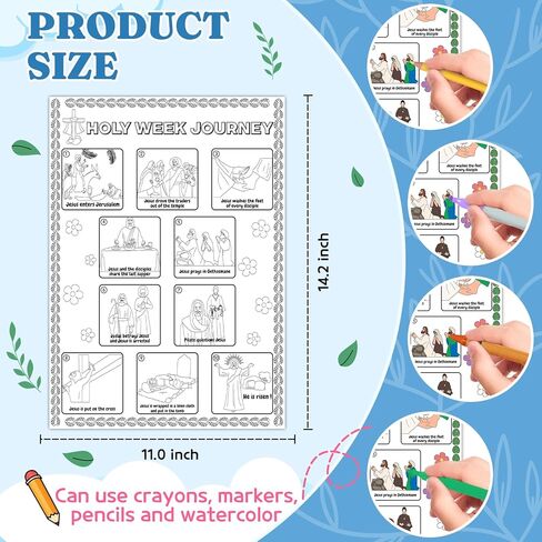 30pcs Holy Week Journey Poster for Easter Crafts for Kids Color Your Own Sunday Crafts Palm Sunday Religious Poster Holy Week Classroom Activities Supply in Kuwait