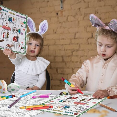 30pcs Holy Week Journey Poster for Easter Crafts for Kids Color Your Own Sunday Crafts Palm Sunday Religious Poster Holy Week Classroom Activities Supply in Kuwait