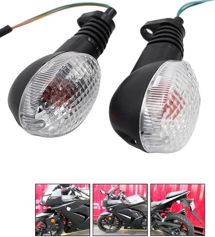 إشارات الانعطاف للدراجات النارية من Motoparty لـ KAWASAKI EX250R NINJA 250R KLX250S KLX250SF VN650 Vulcan S، مؤشر إشارة الانعطاف الأمامي/الخلفي للدراجة النارية، (غلاف دخاني) in Kuwait