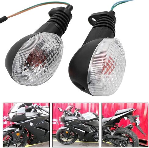 إشارات الانعطاف للدراجات النارية من Motoparty لـ KAWASAKI EX250R NINJA 250R KLX250S KLX250SF VN650 Vulcan S، مؤشر إشارة الانعطاف الأمامي/الخلفي للدراجة النارية، (غلاف دخاني) in Kuwait