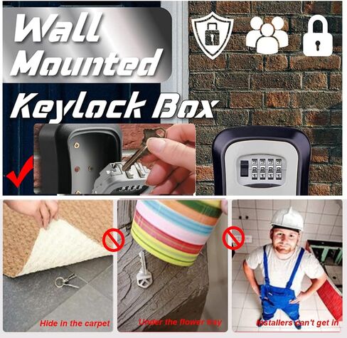 Key Lock Box for Outside, Key Box Wall Mounted 4 Digit Combination Lock Box Hide a Key for Outdoor Indoor, Security Waterproof Large Capacity 5 Keys Lockbox for House Key Room Card in Saudi Arabia