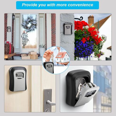 Key Lock Box for Outside, Key Box Wall Mounted 4 Digit Combination Lock Box Hide a Key for Outdoor Indoor, Security Waterproof Large Capacity 5 Keys Lockbox for House Key Room Card in Saudi Arabia