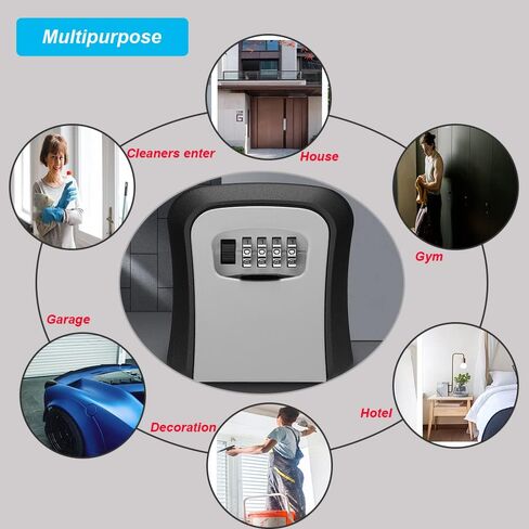 Key Lock Box for Outside, Key Box Wall Mounted 4 Digit Combination Lock Box Hide a Key for Outdoor Indoor, Security Waterproof Large Capacity 5 Keys Lockbox for House Key Room Card in Saudi Arabia