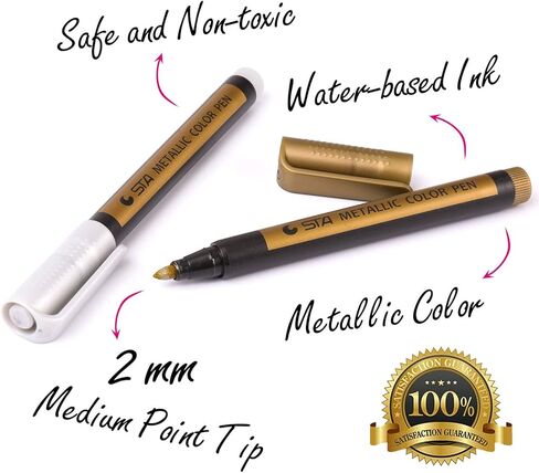 أقلام ماركر معدنية أقلام معدنية متوسطة النقطة للورق الأسود، لوحة فنية صخرية، قرع الهالوين، بيضة عيد الفصح، السيراميك، زجاج النبيذ، الكوب، البلاستيك، الخشب، مصنوعات سجل القصاصات، 10 ألوان in Kuwait
