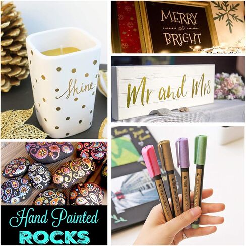 أقلام ماركر معدنية أقلام معدنية متوسطة النقطة للورق الأسود، لوحة فنية صخرية، قرع الهالوين، بيضة عيد الفصح، السيراميك، زجاج النبيذ، الكوب، البلاستيك، الخشب، مصنوعات سجل القصاصات، 10 ألوان in Kuwait