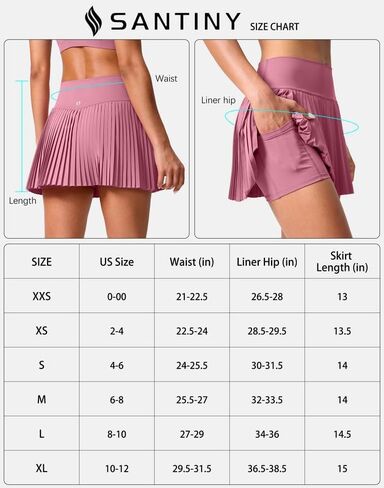 SANTINY Pleated Tennis Skirt for Women with Pockets Shorts Women's High Waisted Lightweight Athletic Golf Skorts Skirts in Saudi Arabia