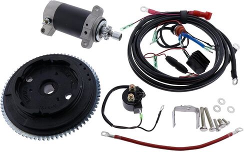 Electric Start Motor Flywheel Kit Compatible with Yamaha Outboard 4 Stroke 20HP F20SMHB F20BMH F20BMH F20LMHA F20MLH F20MSHG F20SMHA Starter in Saudi Arabia